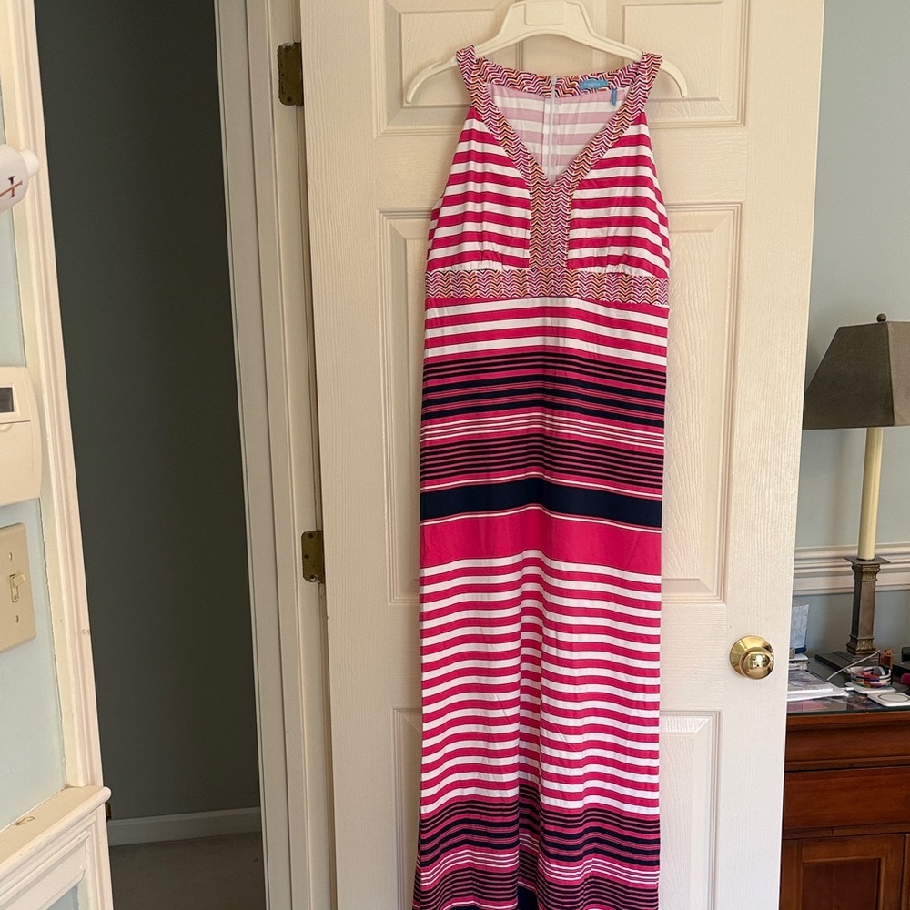 Women’s Pink Striped Maxi Dress - Sleeveless Summer Style